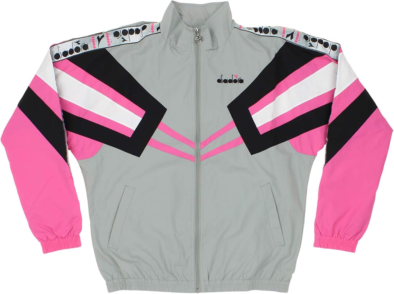 Diadora Men's MVB Wind Full Zip Jacket, High Rise/Carmine Rose